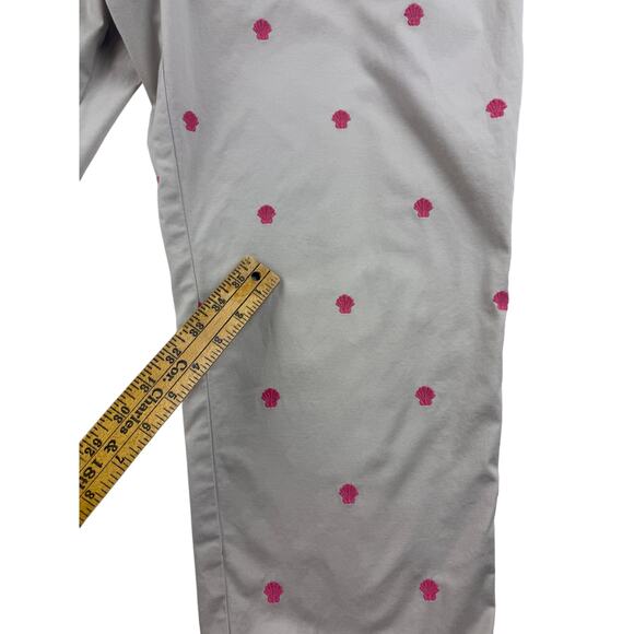 Talbots Signature Embroidered Crop Pants Size 16 Pink Shells Stretch Khaki Chino - Picture 11 of 12